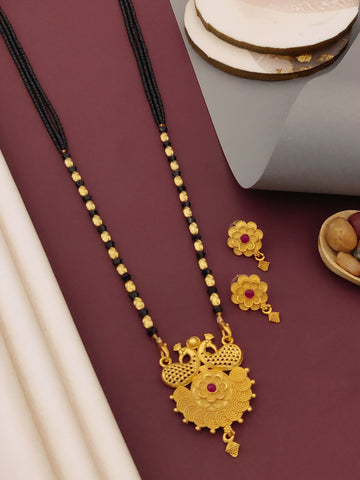 Antique Finish Mangalsutra with Matching Ethnic Earrings (MS62 p-SCD)