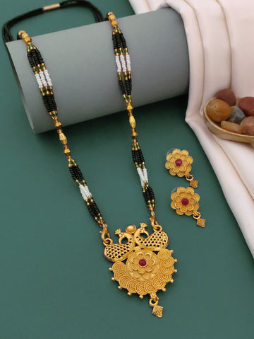 Antique Finish Mangalsutra with Matching Ethnic Earrings (MS62 p -WCD)