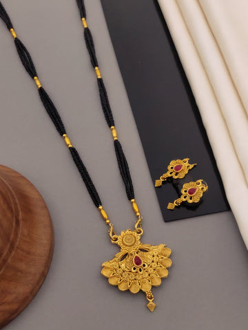 Antique Finish Mangalsutra with Matching Ethnic Earrings (MS63 p-CCD)