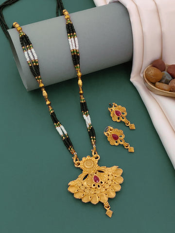 Antique Finish Mangalsutra with Matching Ethnic Earrings (MS63 p -WCD)