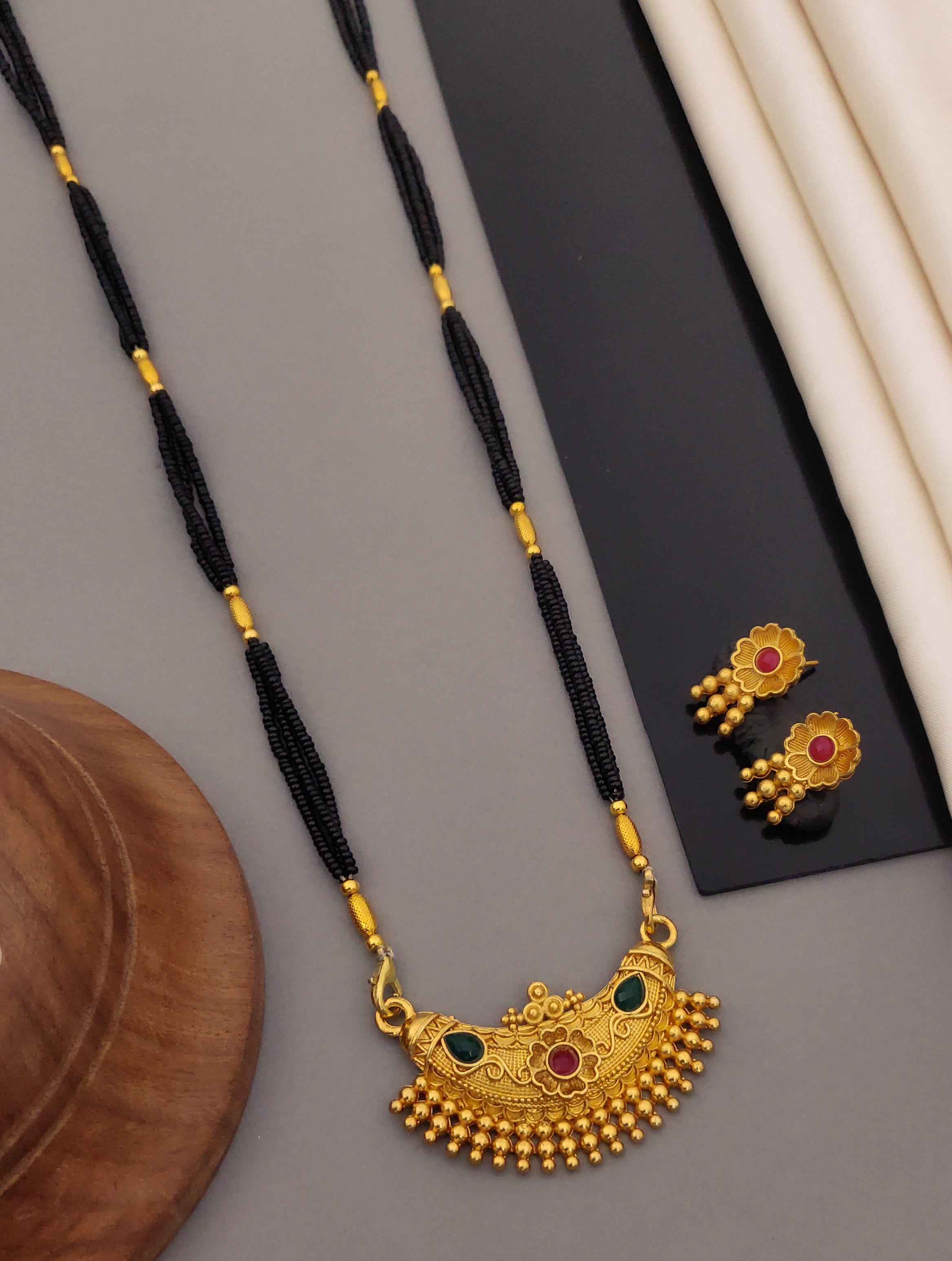 Antique Finish Mangalsutra with Matching Ethnic Earrings (MS6 p-CCD)