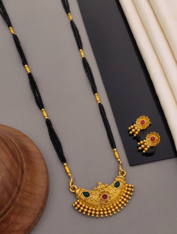 Antique Finish Mangalsutra with Matching Ethnic Earrings (MS6 p-CCD)