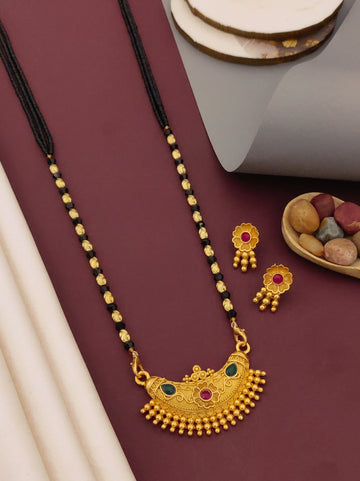 Antique Finish Mangalsutra with Matching Ethnic Earrings (MS6 p-SCD)