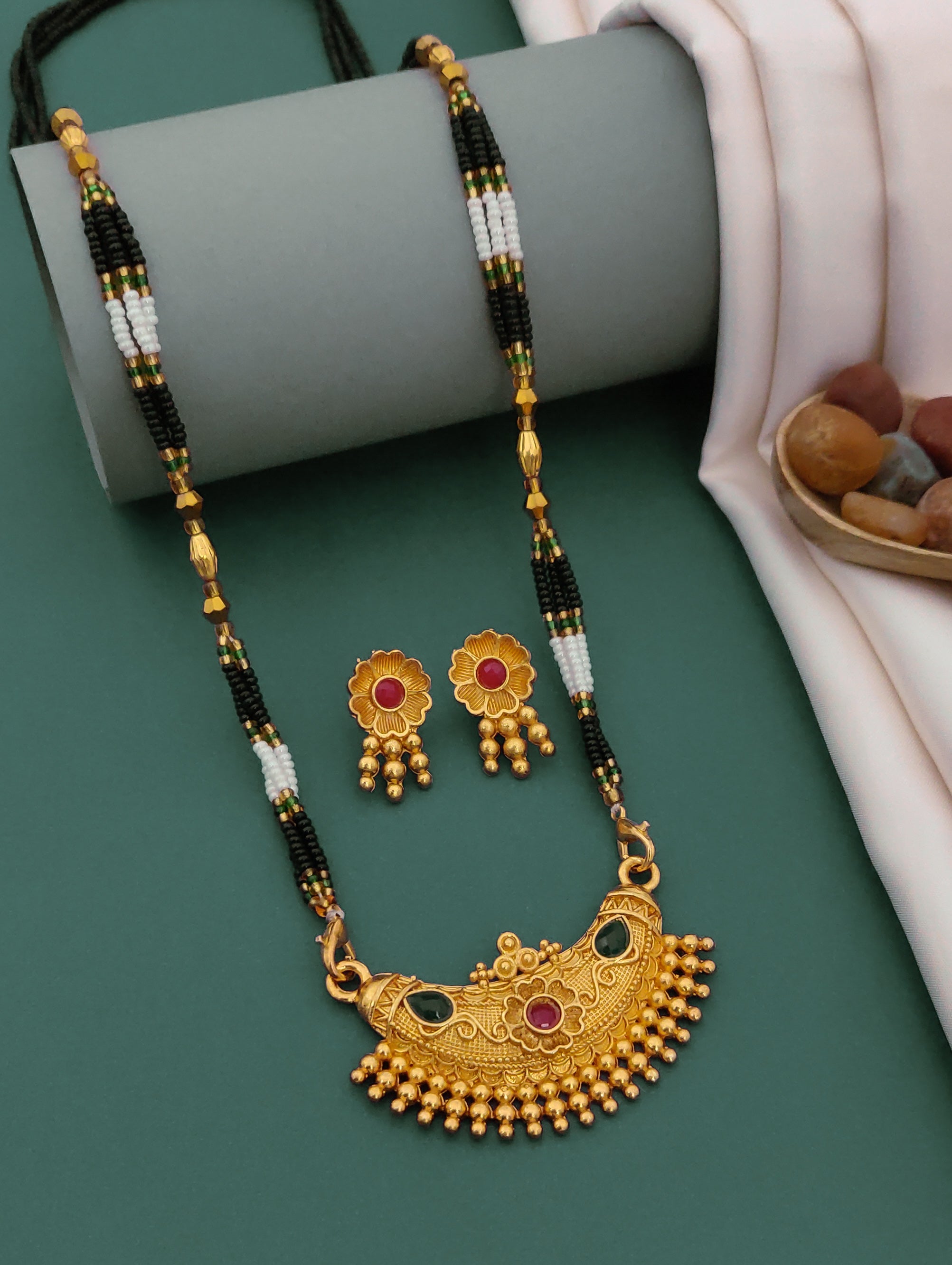 Antique Finish Mangalsutra with Matching Ethnic Earrings (MS6 p -WCD)
