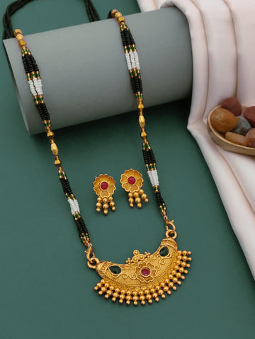 Antique Finish Mangalsutra with Matching Ethnic Earrings (MS6 p -WCD)