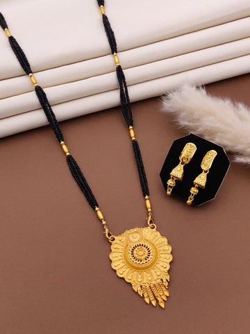 Classic Traditional Mangalsutra Set with Floral Pendant(X27-CCD-JK1)