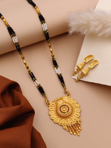 Classic Traditional Mangalsutra Set with Floral Pendant(X28-WCD-JK1)