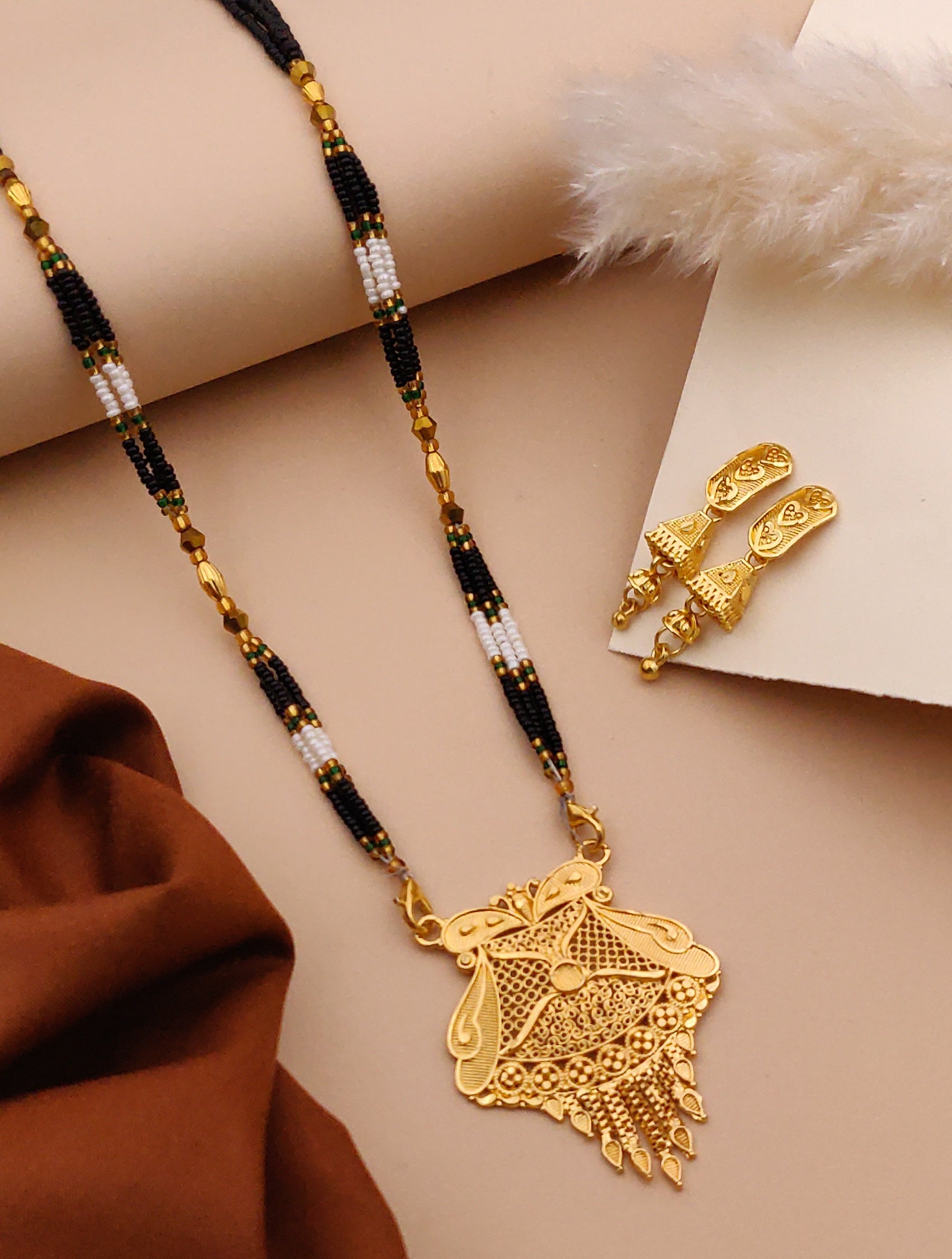 Classic Traditional Mangalsutra Set with Floral Pendant(X29-WCD-JK1)