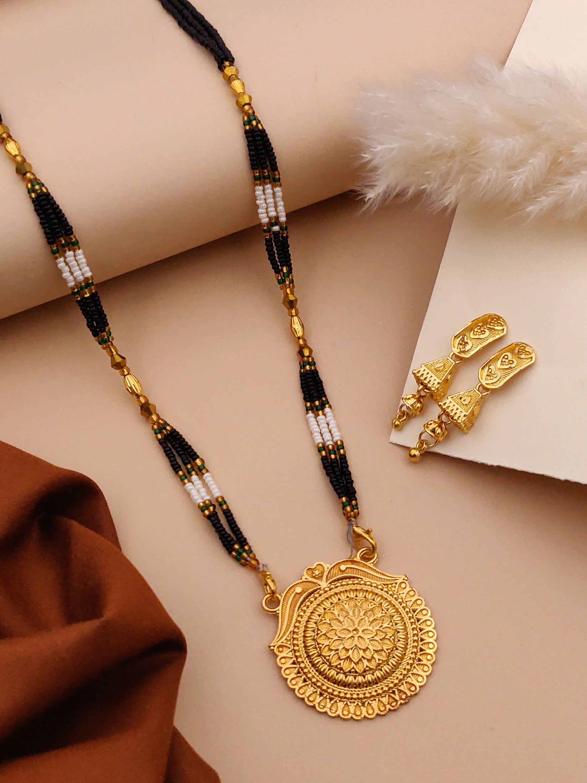 Classic Traditional Mangalsutra Set with Floral Pendant(X33-WCD-JK1)