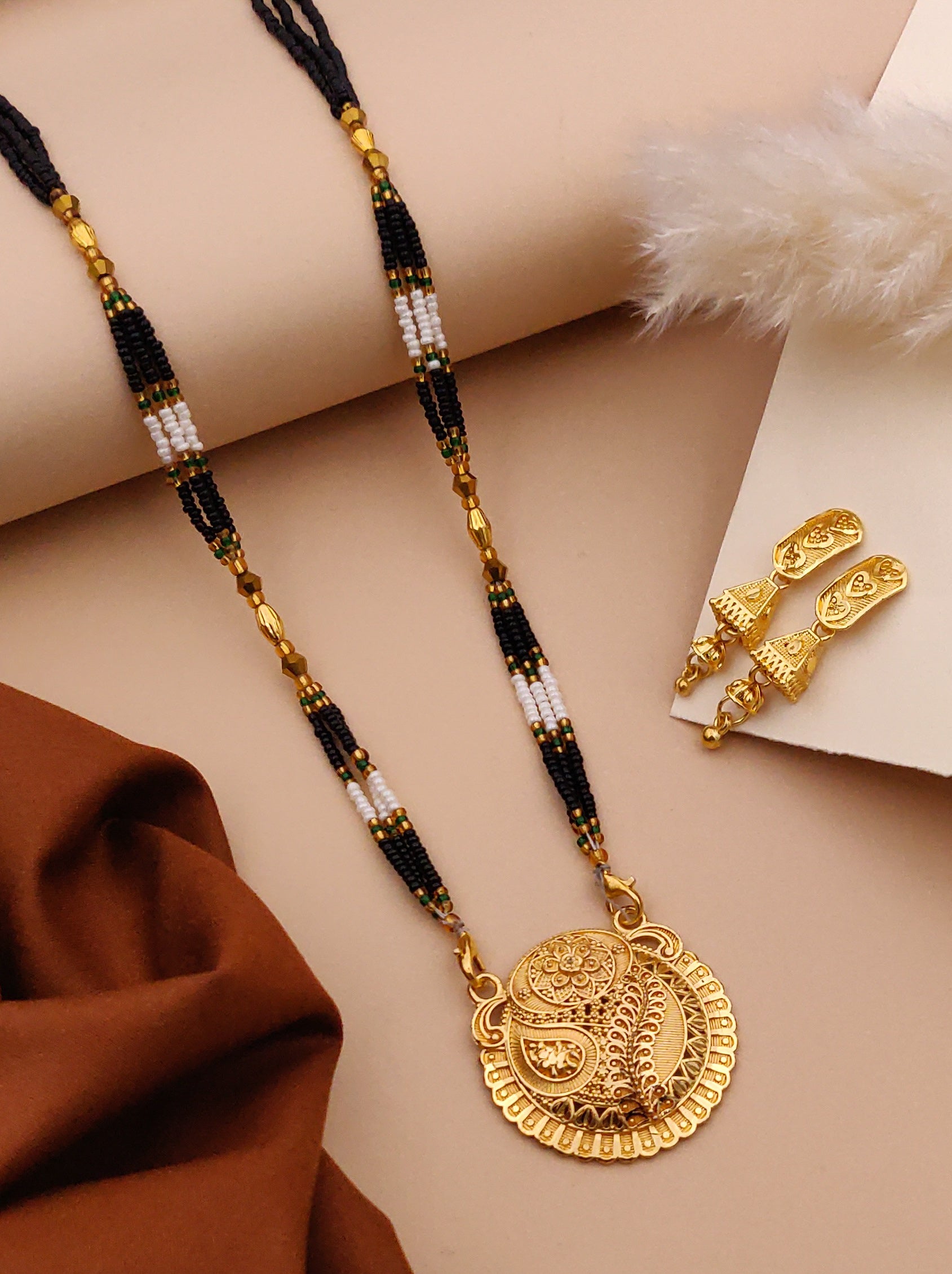 Classic Traditional Mangalsutra Set with Floral Pendant(X34-WCD-JK1)