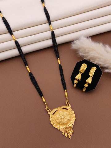 Classic Traditional Mangalsutra Set with Floral Pendant(X35-CCD-JK1)