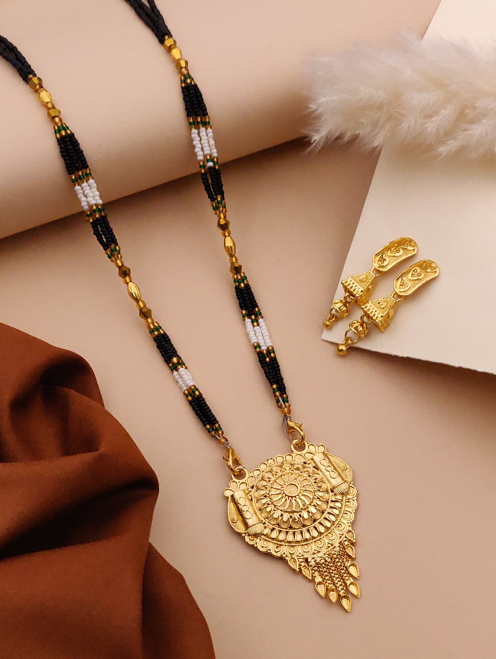 Classic Traditional Mangalsutra Set with Floral Pendant(X36-WCD-JK1)