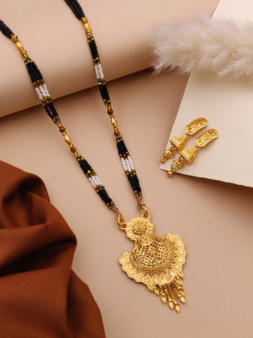 Classic Traditional Mangalsutra Set with Floral Pendant(X44-WCD-JK1)