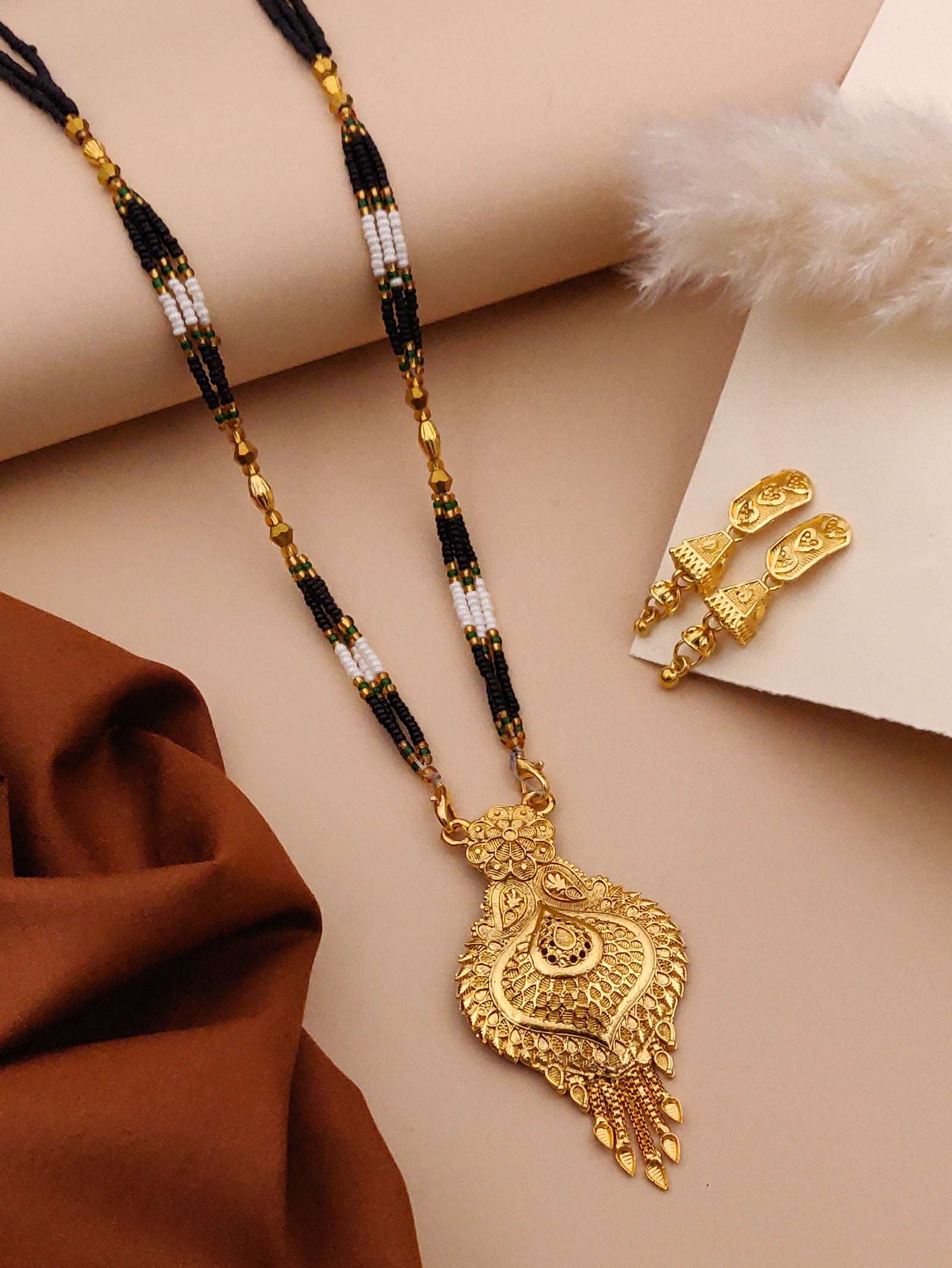 Classic Traditional Mangalsutra Set with Floral Pendant(X45-WCD-JK1)