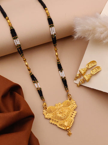 Classic Traditional Mangalsutra Set with Floral Pendant(X46-WCD-JK1)