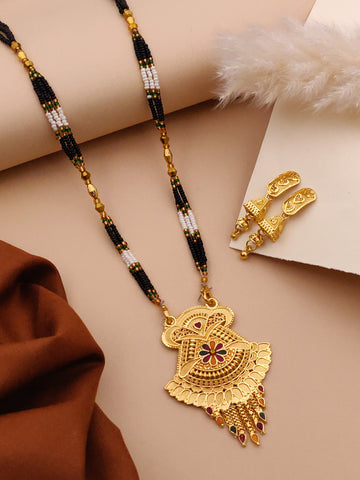 Classic Traditional Mangalsutra Set with Floral Pendant(X51-WCD-JK1)