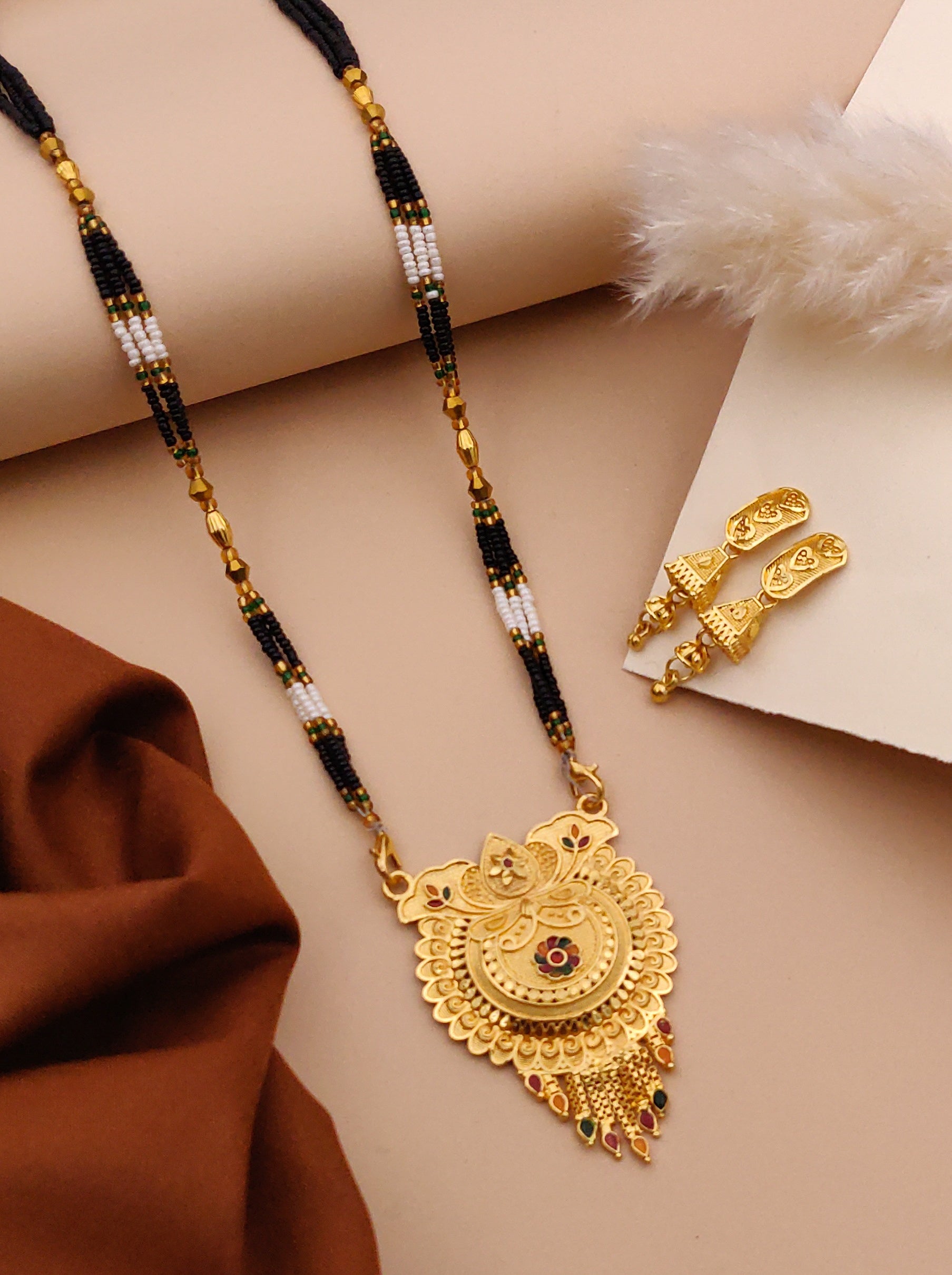 Classic Traditional Mangalsutra Set with Floral Pendant(X54-WCD-JK1)