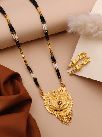 Classic Traditional Mangalsutra Set with Floral Pendant(X54-WCD-JK1)
