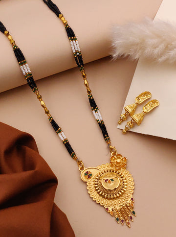 Classic Traditional Mangalsutra Set with Floral Pendant(X55-WCD-JK1)