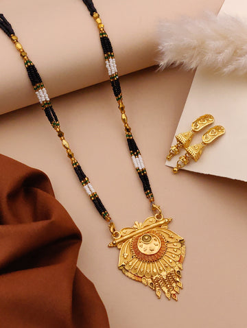 Classic Traditional Mangalsutra Set with Floral Pendant(X56-WCD-JK1)