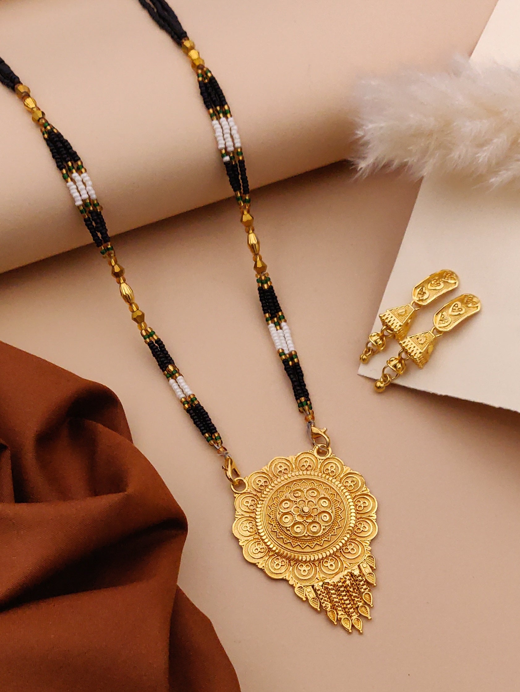 Classic Traditional Mangalsutra Set with Floral Pendant(X69-WCD-JK1)