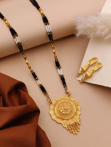 Classic Traditional Mangalsutra Set with Floral Pendant(X69-WCD-JK1)