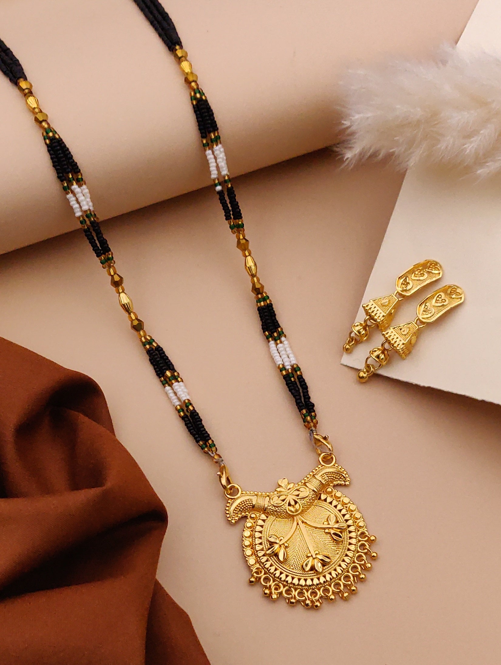Classic Traditional Mangalsutra Set with Floral Pendant(X8-WCD-JK1)