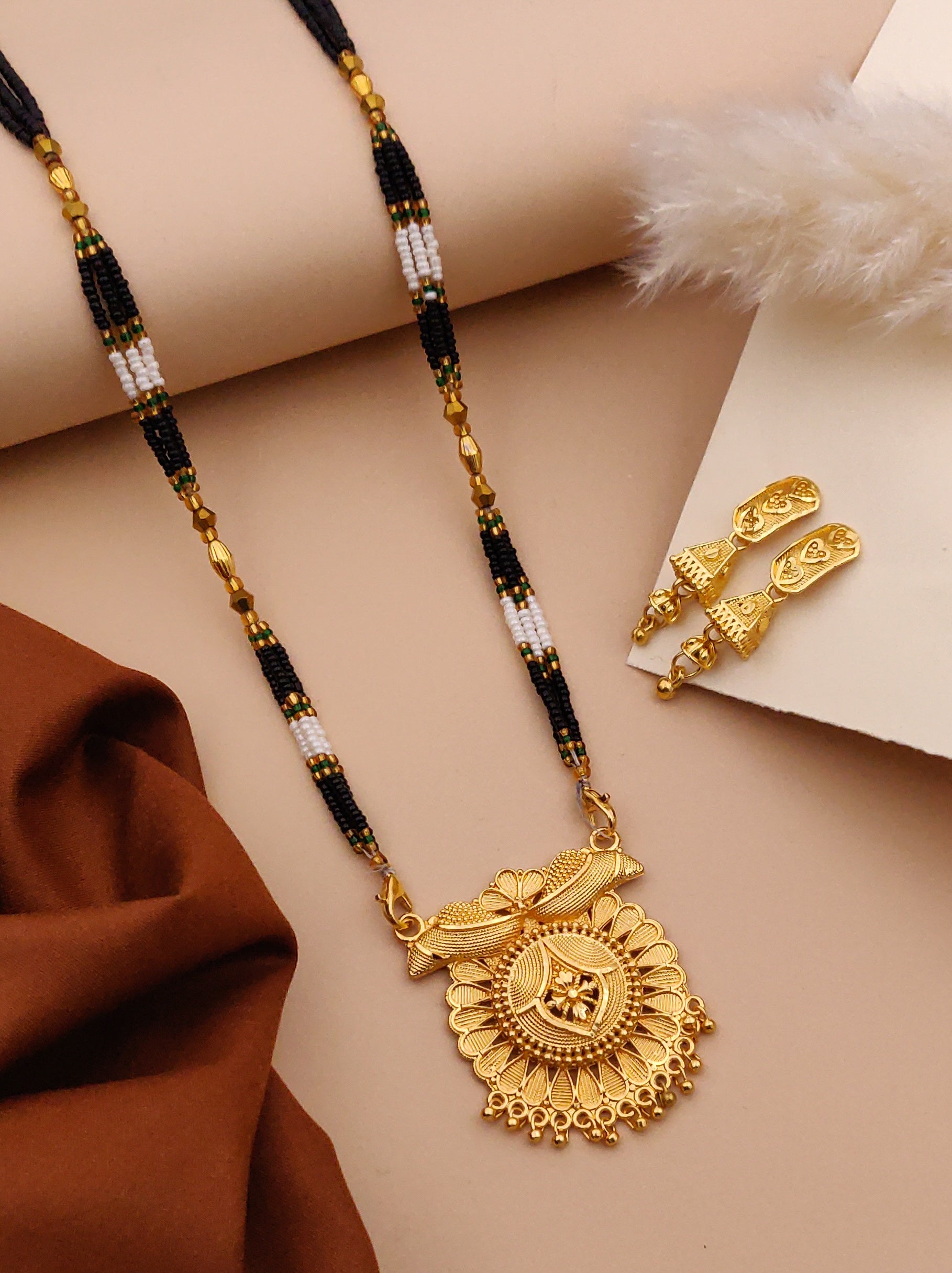 Classic Traditional Mangalsutra Set with Floral Pendant(X9-WCD-JK1)