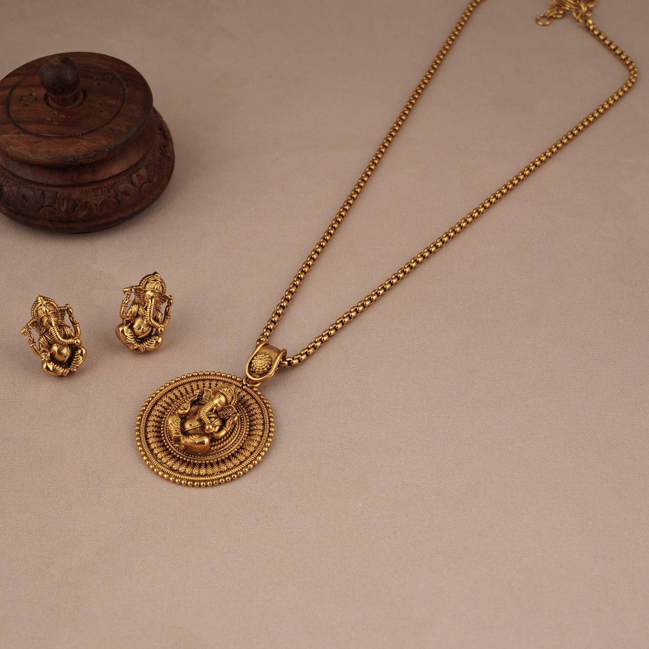 Ethnic Gold Plated Designer Pendant Necklace Set (AA2)