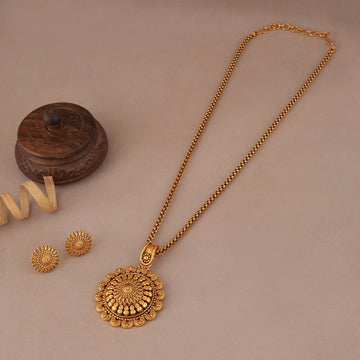 Ethnic Gold Plated Designer Pendant Necklace Set (AA7)