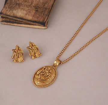 Ethnic Gold Plated Designer Pendant Necklace Set (AA3)