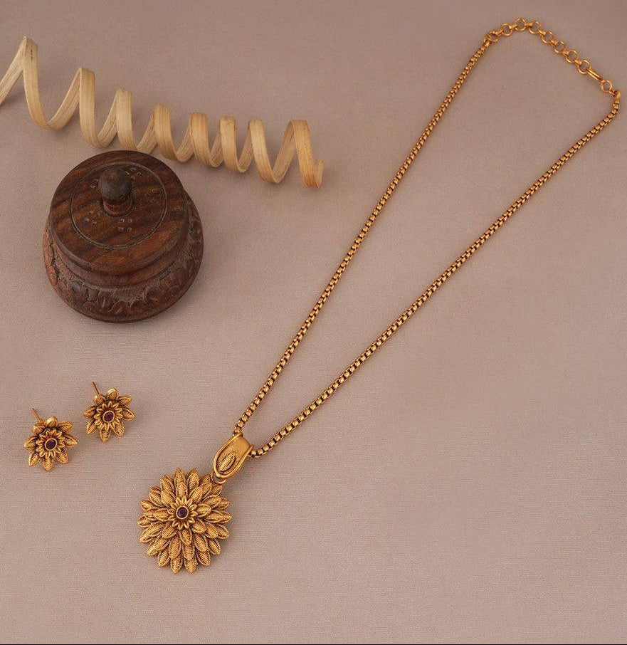 Ethnic Gold Plated Designer Pendant Necklace Set (AA4)