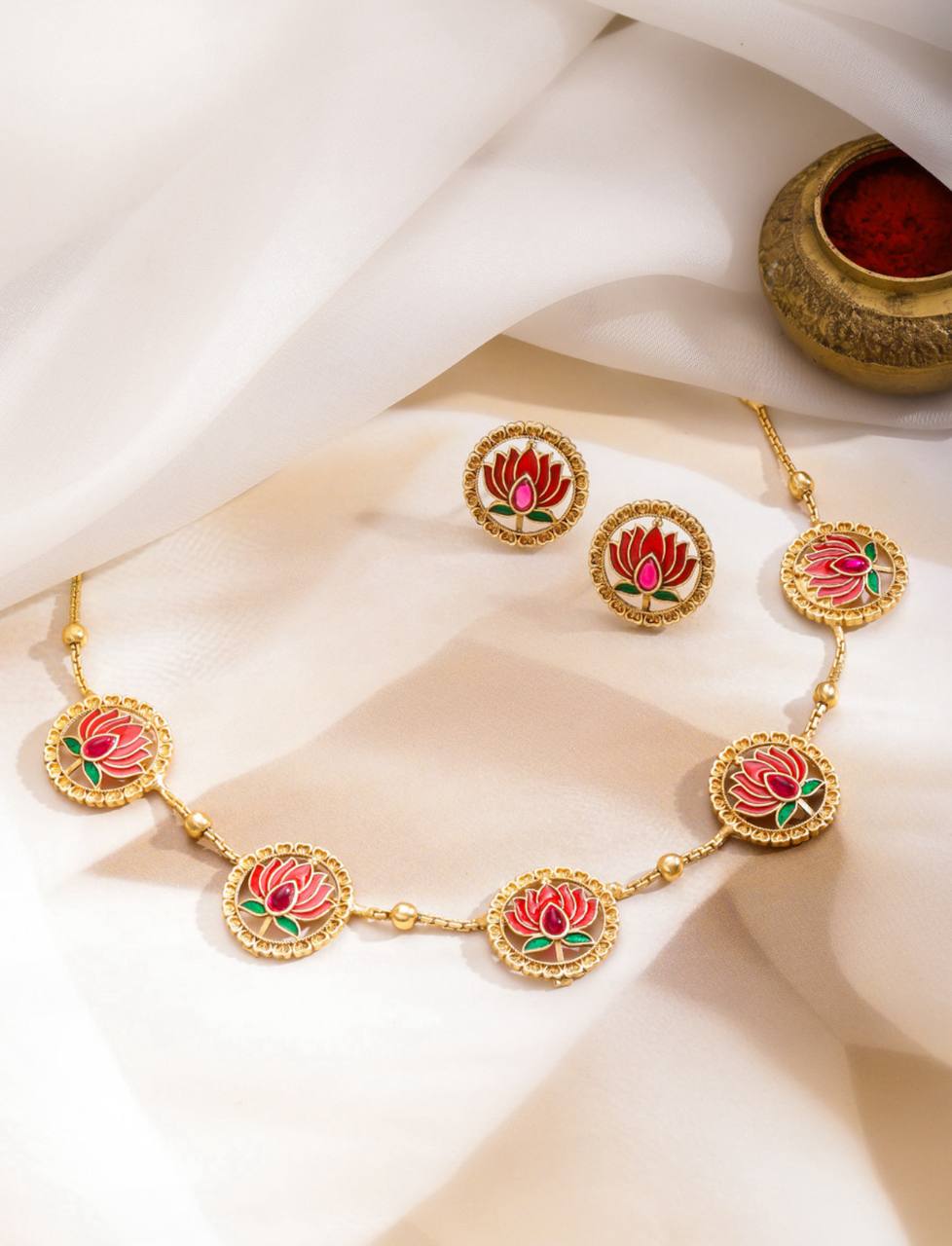 Premium Necklace Set with Earrings (LOTUS-2)