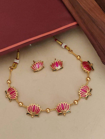 Premium Necklace Set with Earrings (LOTUS-1)