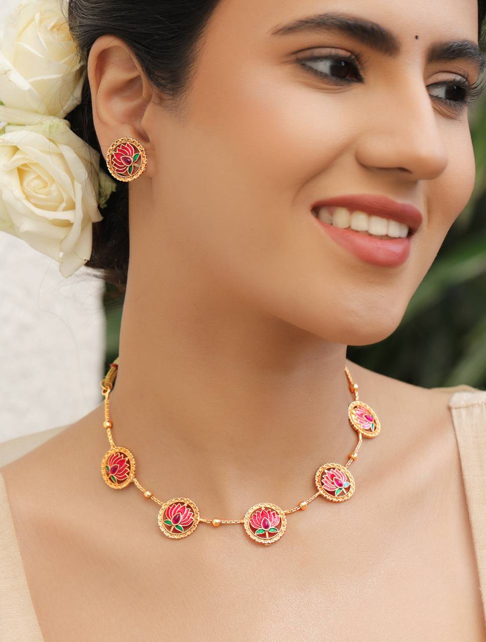 Premium Necklace Set with Earrings (LOTUS-2)