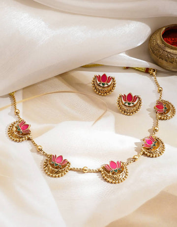 Premium Necklace Set with Earrings (LOTUS-3)
