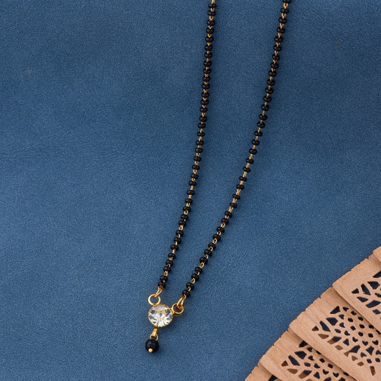 Elegant Gold-Toned Diamond Mangalsutra Necklace for Women (od)