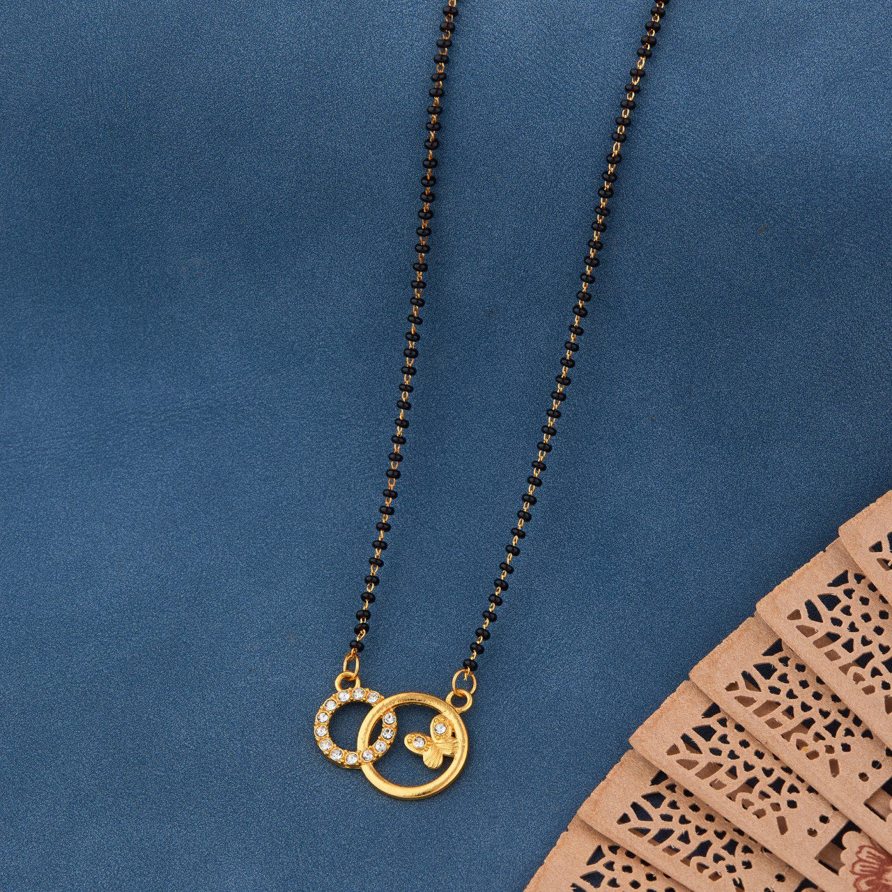 Elegant Gold-Toned Diamond Mangalsutra Necklace for Women (sm68)