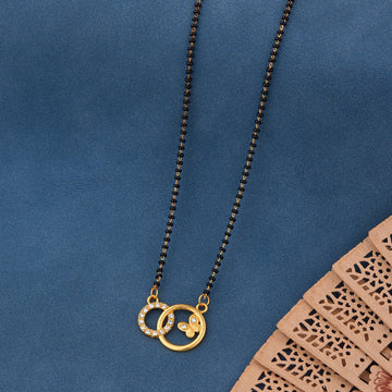 Elegant Gold-Toned Diamond Mangalsutra Necklace for Women (sm68)