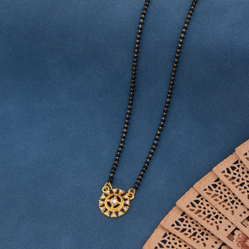 Elegant Gold-Toned Diamond Mangalsutra Necklace for Women (sm69)