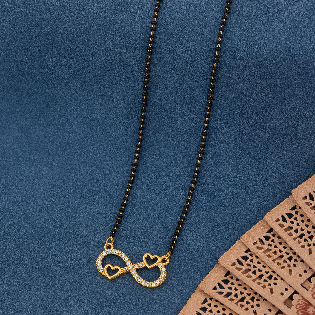 Elegant Gold-Toned Diamond Mangalsutra Necklace for Women (sm70)