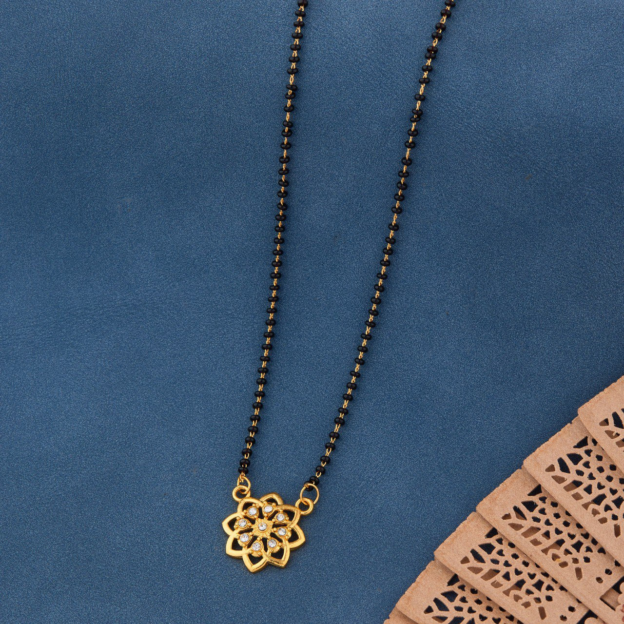 Elegant Gold-Toned Diamond Mangalsutra Necklace for Women (sm71)