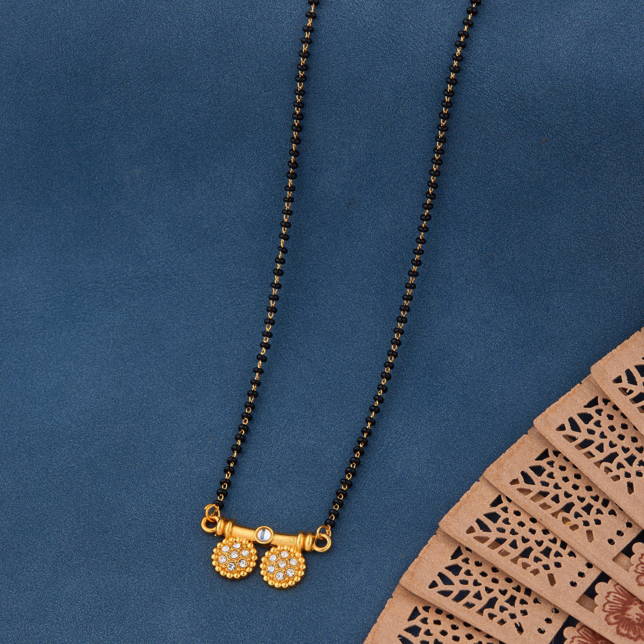 Elegant Gold-Toned Diamond Mangalsutra Necklace for Women (sm74)
