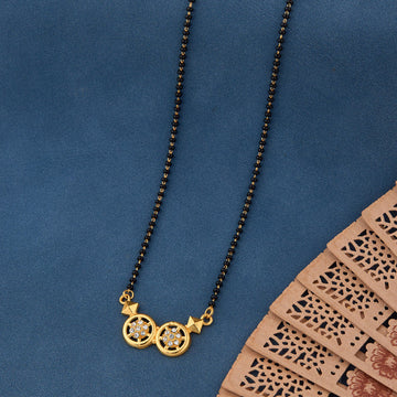 Elegant Gold-Toned Diamond Mangalsutra Necklace for Women (sm75)