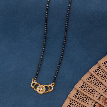 Elegant Gold-Toned Diamond Mangalsutra Necklace for Women (sm76)