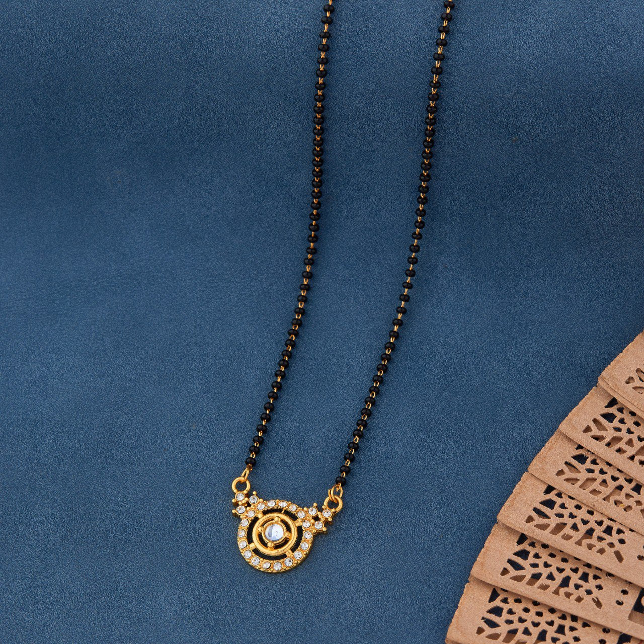 Elegant Gold-Toned Diamond Mangalsutra Necklace for Women (sm78)
