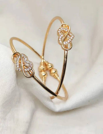 Elegant Women's Gold-Toned Crystal Embellished Kada Set (BG9)