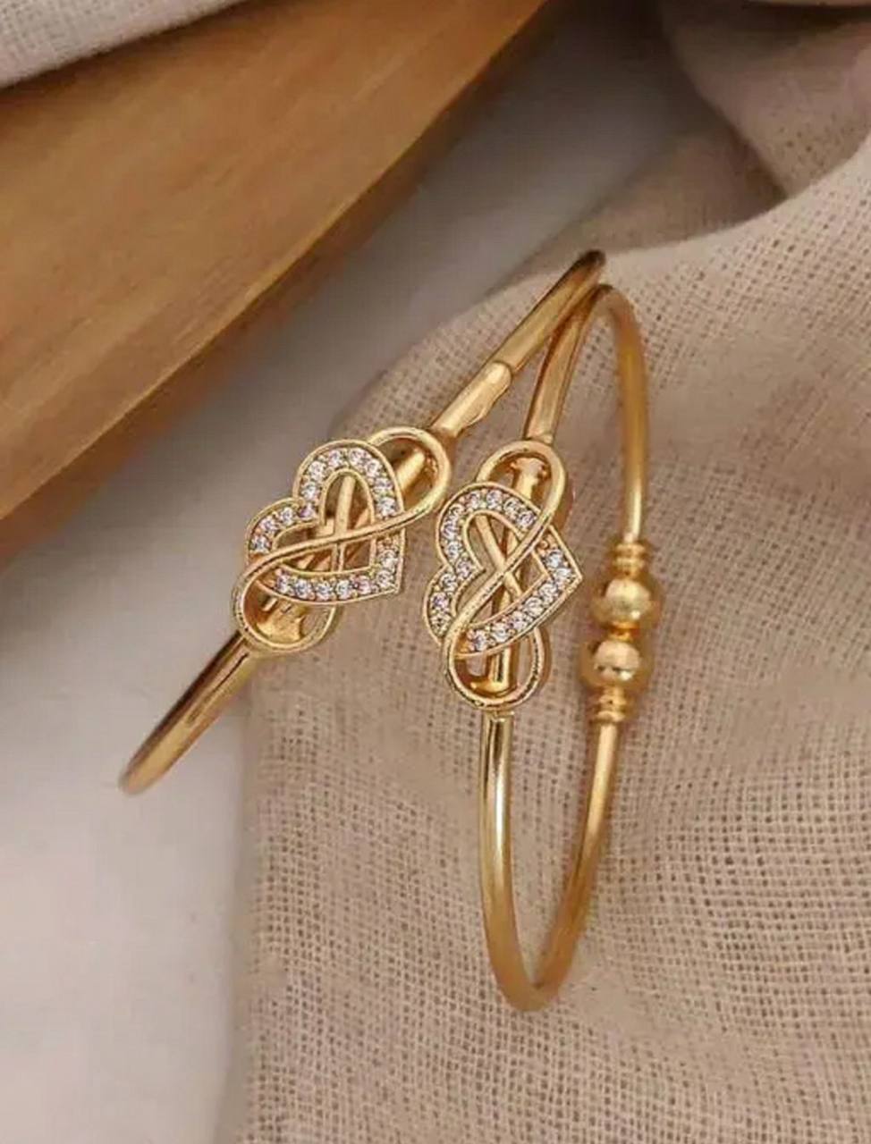 Elegant Women's Gold-Toned Crystal Embellished Kada Set (BG9)