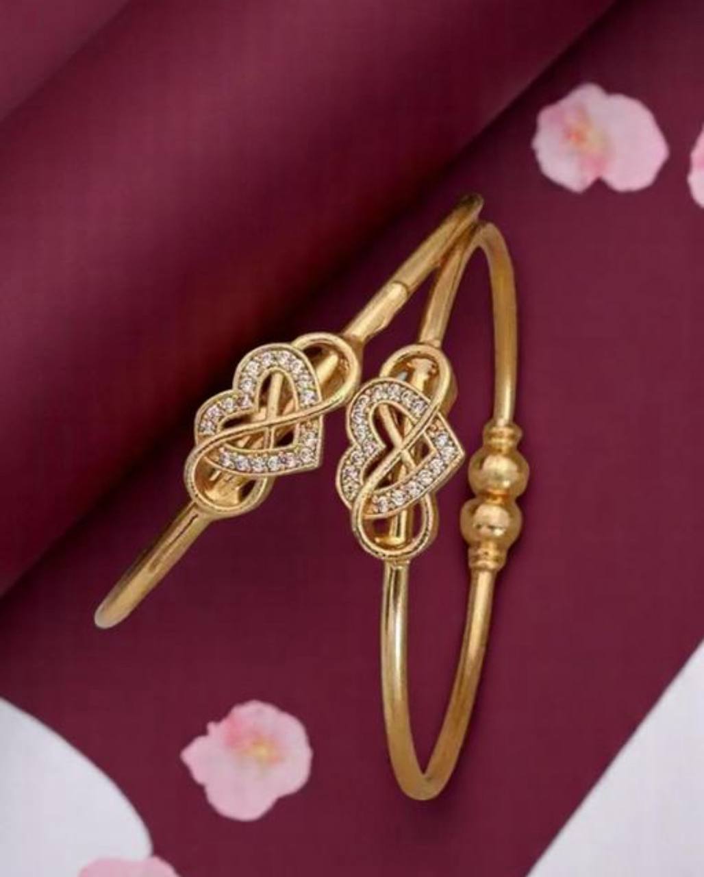 Elegant Women's Gold-Toned Crystal Embellished Kada Set (BG9)