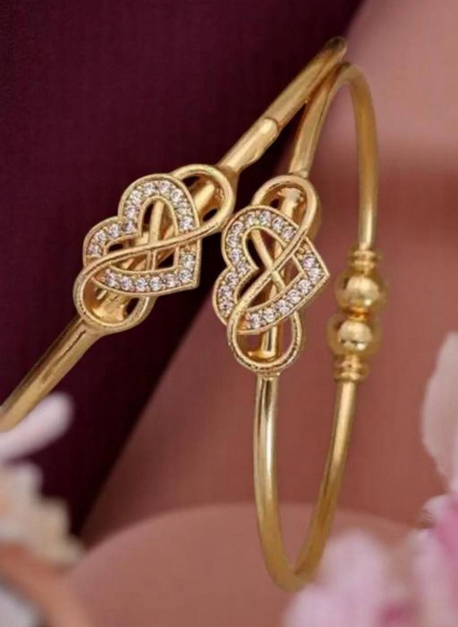 Elegant Women's Gold-Toned Crystal Embellished Kada Set (BG9)